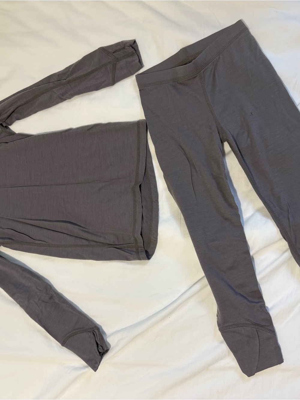 Kids Gray Thermal Matching Pajama Set - Soft Long Sleeve Top & Leggings